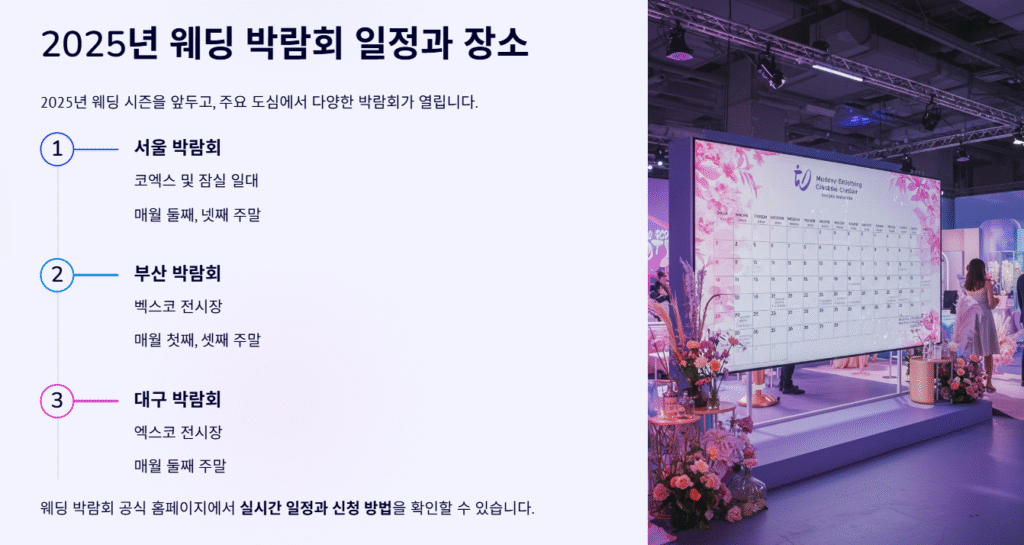 2025년 웨딩 박람회 일정과 장소